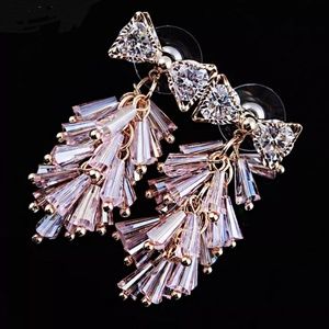 Brilliant CZ Bow Iridescent Beads Earrings